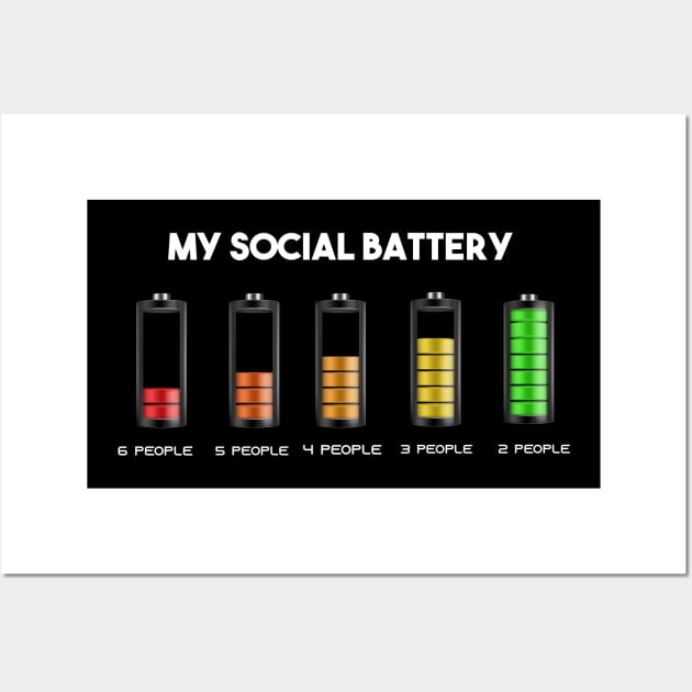 my social battery, funny social battery Wall Art by Duodesign